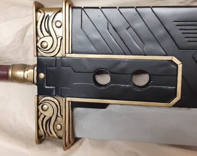 Commissioned/ Custom Made Metal Angeal/Zack Faire Original FFVII Crisis Core Buster Sword (Red Leather Handle Wrap)
