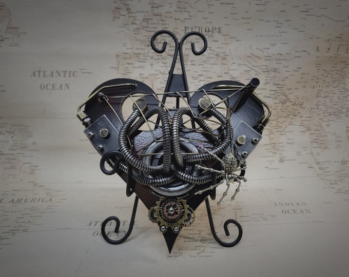 Steampunk Gothic Heart With Steampunk Spider and Display Easel