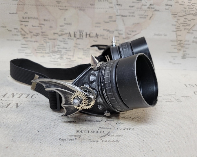 Steampunk Style Black/Silver Dragon Wing Goggles