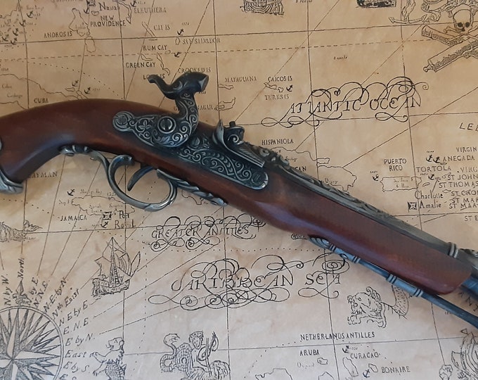 Right Handed Steampunk Style 18th Century Aged Pewter Italian/Pirates Blunderbuss Non Firing Percussion Replica