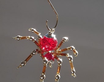 Steampunk/Christmas Small Crystal Red Jumping  Spider