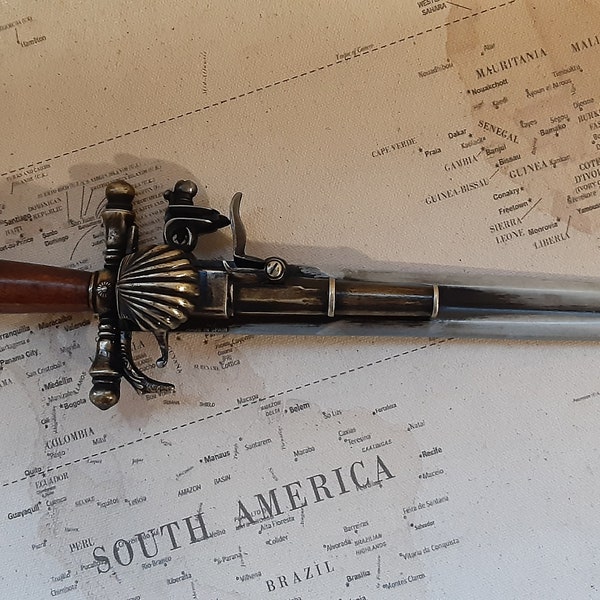 Daga pirata francesa del siglo XVIII, reproducción antigua, de chispa, sin disparo, con funda opcional.