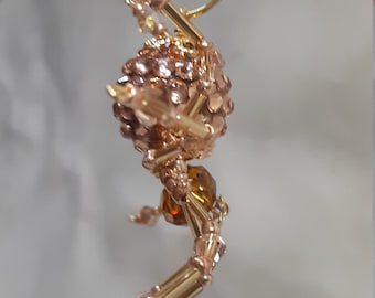 Steampunk/Christmas Rose Gold Jeweled Beaded Spider