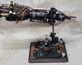 Steampunk Battle Damaged Robotic Aether Powered Android Right Hand Relic W/Tabletop Display