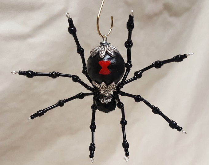 Steampunk Beaded Black Widow Spider
