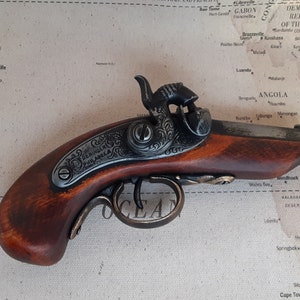 Right Handed Steampunk Style 18th Century Aged Non Firing Philadelphia Derringer Flintlock W/Optional Holster