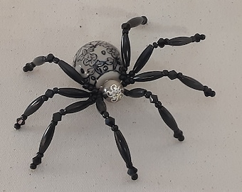 Extra Large Steampunk Black and White Ceramic Drawer Pull Spider