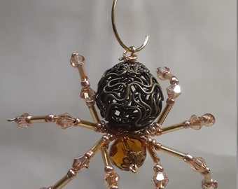 Steampunk Crystalline Brass Metallic Spider