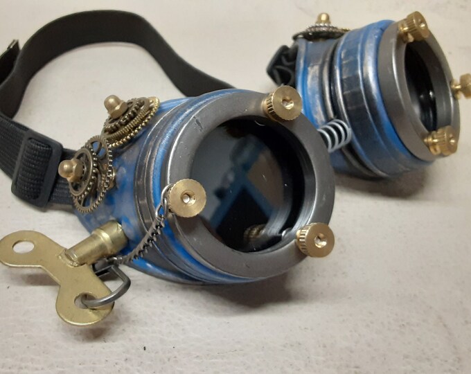 Blue Engineer Goggles with Clock Key