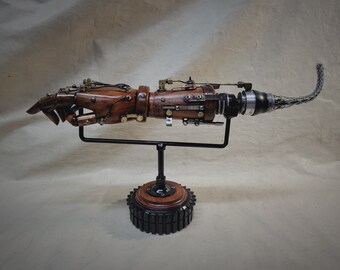 Steampunk Battle Damaged Robotic Wooden Android Hand Relic W/Table Top Display Right Hand