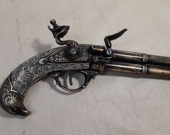 Right Handed Steampunk Style 18th Century Aged French 2x Eagle Head Flintlock
