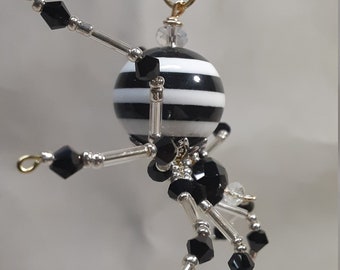 Steampunk Crystalline Black/White Striped Spider