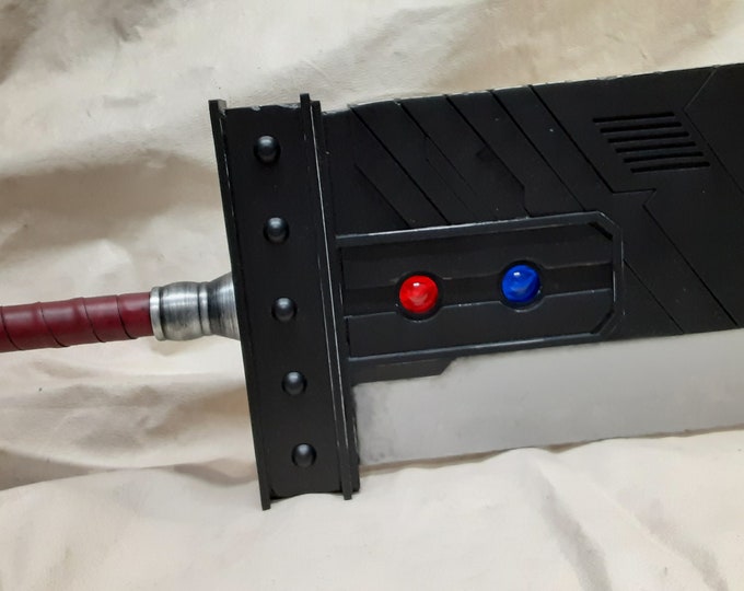 Commissioned/ Custom Made Metal Cloud Strife FFVII Original Remake Buster Sword (Red Leather Handle Wrap)