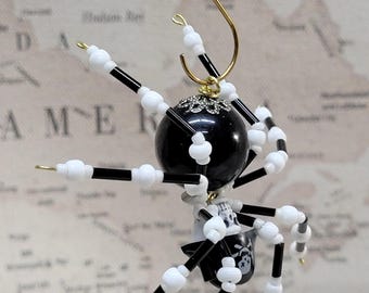 Steampunk/Christmas Black Pirate Beaded Spider