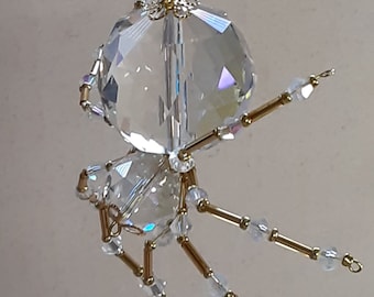 Steampunk/ Christmas Large Glass Faceted Crystalline Ice Spider