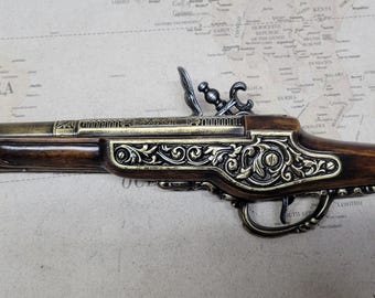 Right-Handed Steampunk Style 18th Century Aged Pirate's Non-Firing Antique Reproduction Straight Flintlock
