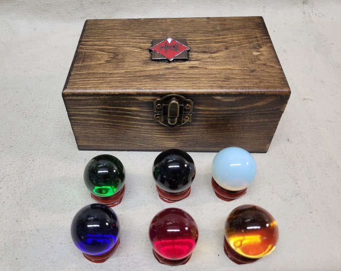 Materia x6 From Final Fantasy VII With Aged Shinra Corp. Display Box