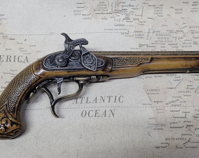 Steampunk Style 18th Century Aged Pirates Non-Firing Antique Reproduction Brass or Pewter Percussion Flintlock