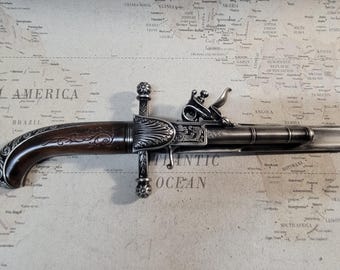18th Century Aged  Pirates Dagger Antique Reproduction Flintlock Non-firing with Optional Sheath