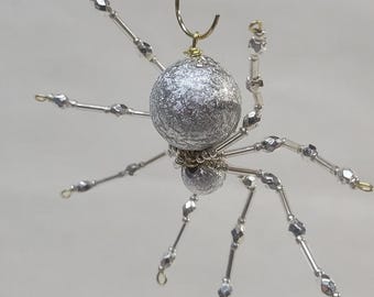 Silver Glitter Themed Christmas Crystalline Snowflake Spider