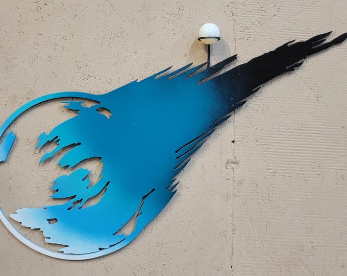 Custom Made Metal FFVII Logo Wall Hanger W/Holy Materia