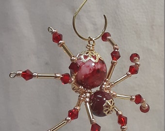 Steampunk/Christmas Swirled Red Spider with Crystal Legs
