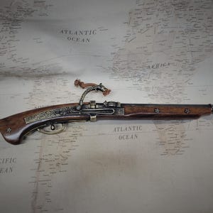 Antique Reproduction 16th-18th Century Aged Brass and Pewter Japanese Non Firing Tanegashima Matchlock w/Optional Deluxe Leg Holster