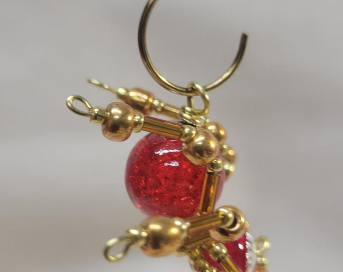 Small Steampunk/Christmas Red/Gold Jumping Spider