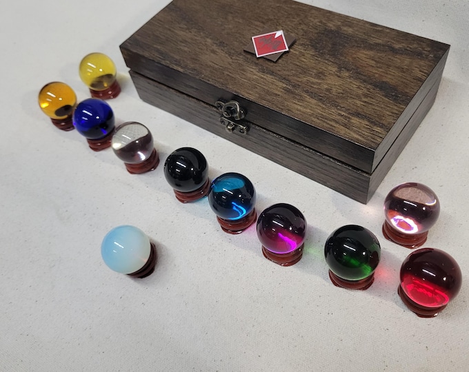 Materia x11 From Final Fantasy VII With Aged Shinra Corp. Display Box