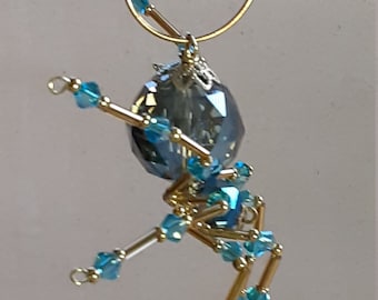 Steampunk/ Christmas Large Glass Faceted Blue Crystalline Ice Spider