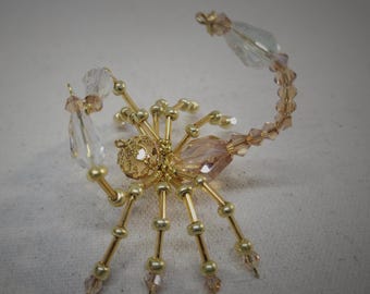 Steampunk Beaded Crystalline Light Topaz Scorpion With Gold Legs