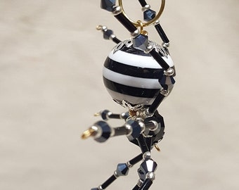 Steampunk Crystalline Black/White Striped Spider