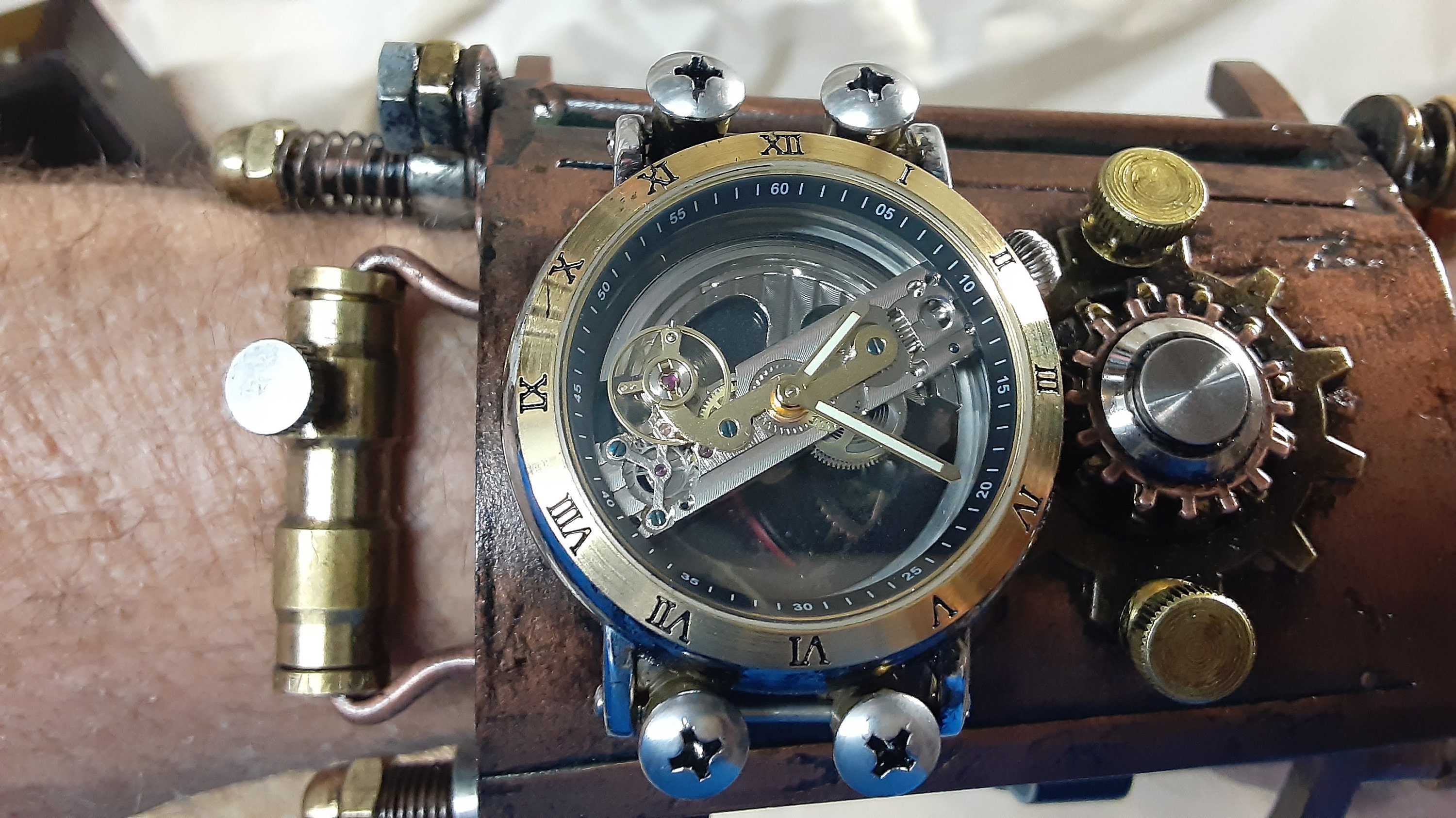 Steampunk Vortex Manipulator Brass Watch/ Steampunk Time Manipulator with  Wooden Display Box