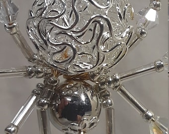 Steampunk Crystalline Silver Metallic Spider