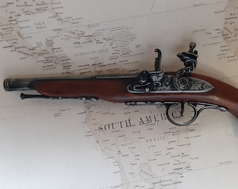 Left Handed Steampunk Style 18th Century Aged English Dueling/ Pirates Non Firing Antique Reproduction Flintlock