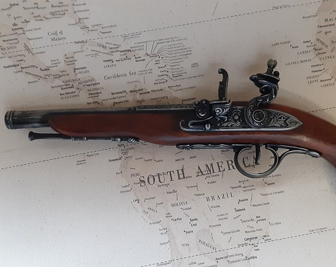 Left Handed Steampunk Style 18th Century Aged English Dueling/ Pirates Non Firing Flintlock