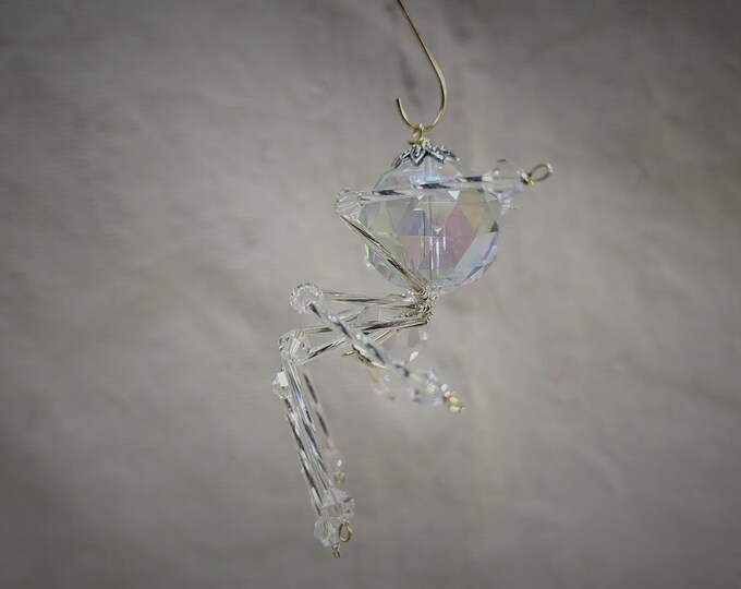 Steampunk/ Christmas Large Glass Faceted Silver Tinted Crystalline Ice Spider