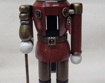 Steampunk Medium Nutcracker With Goggles Burgundy