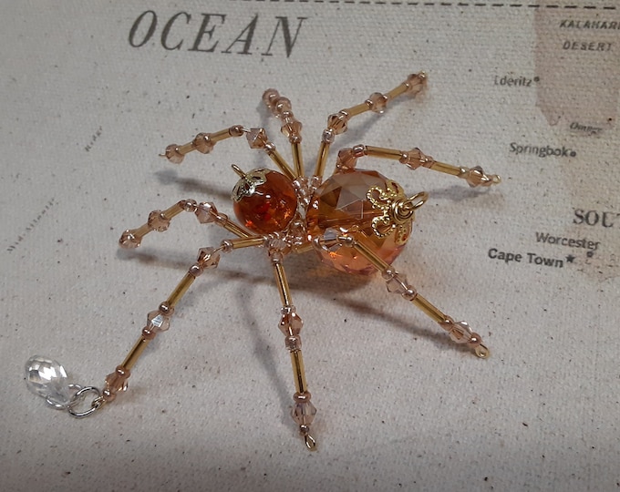 Steampunk Crystalline Amber Dew Drop Spider