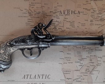 Right Handed Steampunk Style 1680 Italian Aged Faux Ivory (Polycarbonate) Three x Non-Firing Antique Reproduction Flintlock