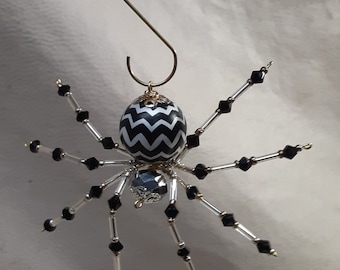 Steampunk/Christmas Crystalline Zig Zag Black/Silver Ice Spider