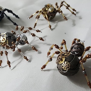 Steampunk Metal Beaded Spider w/Gears