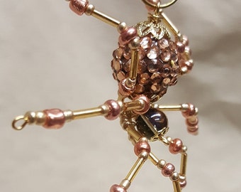 Steampunk/Christmas Golden Jeweled Beaded Spider