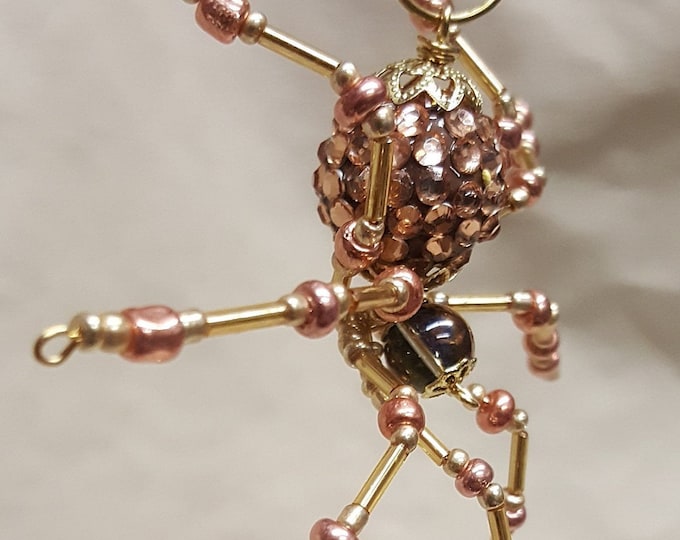 Steampunk/Christmas Golden Jeweled Beaded Spider
