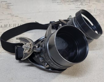 Steampunk Style Black/Silver Dragon Wing Goggles