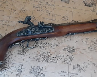 Steampunk Style Pirate's Italian Aged Brass and Pewter Non Firing Antique Reproduction Percussion Blunderbuss