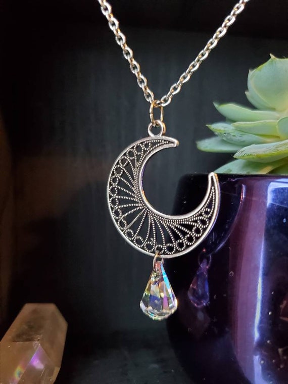 Swarovski crescent moon shop and star necklace