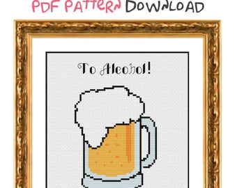 Unofficial fan art - To alcohol! The cause of and solution to all of life's problems. | Simpsons-inspired cross stitch pattern