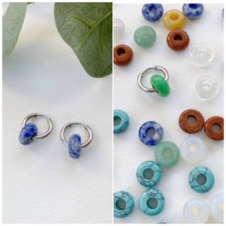 Orecchini A Cerchio In Argento 925 Con Opale Sintetico Blu Opalite, Piccoli E Brillanti, Regalo