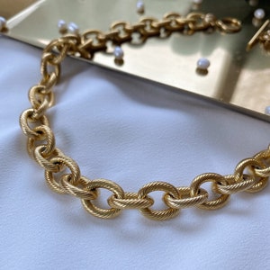 12mm Chunky chain necklace gold Heavy large link necklace Tarnish free large choker Bold stainless steel metal Trend rough statement jewelry